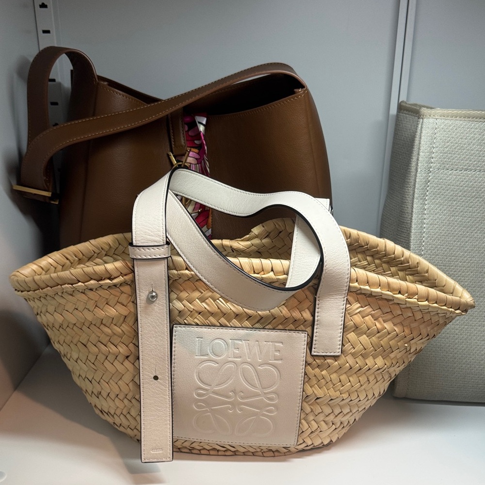 AUTHENTIC Loewe Tan and White Woven Tote-  BLACK FRIDAY SALE!